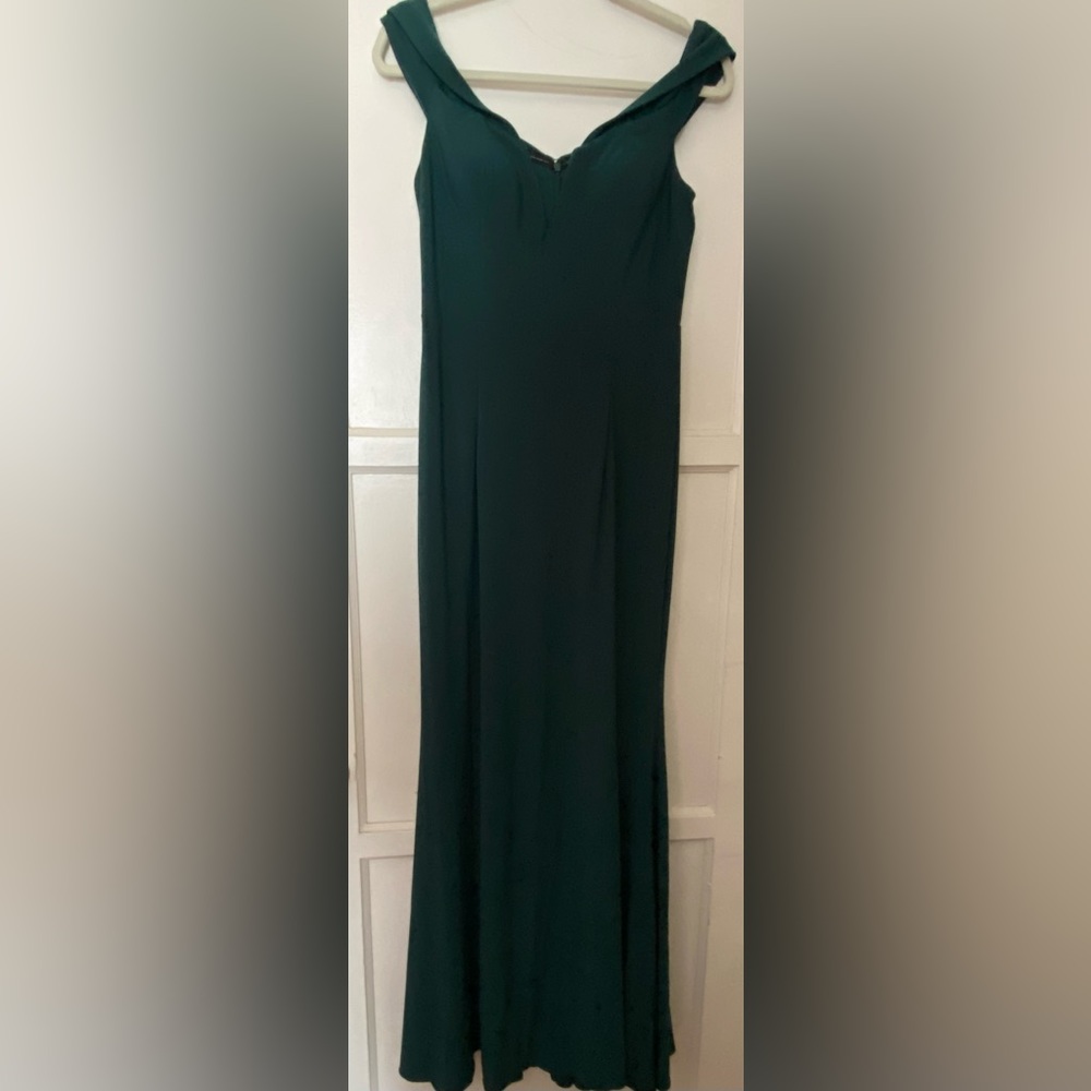 Xscape Green Off The Shoulder Evening Gown, Size 8